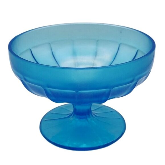 Vintage Fenton Stretch Glass Celeste Blue Iridescent Candy Dish Compote - Picture 4 of 8